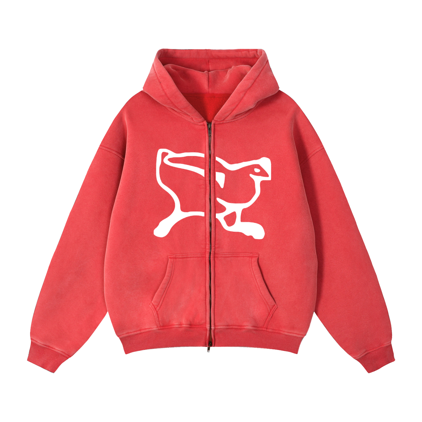 Zip-Through Boxy Fleece Hoodie