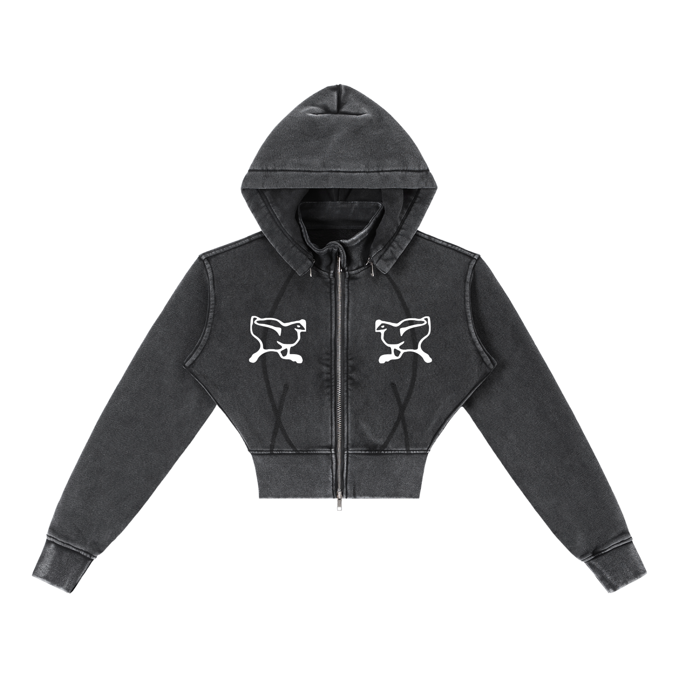 Vintage Washed Cropped Fleece Hoodie