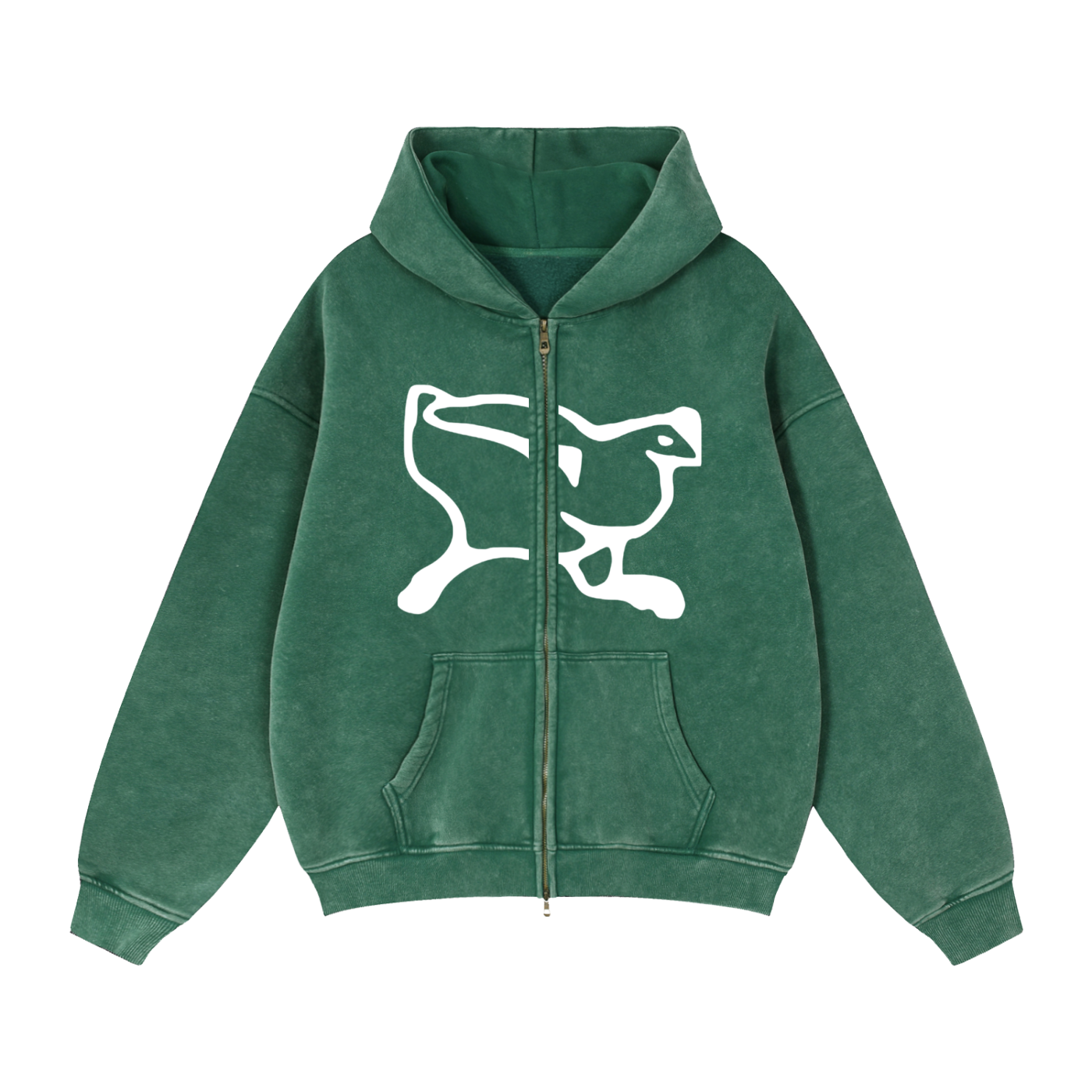 Zip-Through Boxy Fleece Hoodie