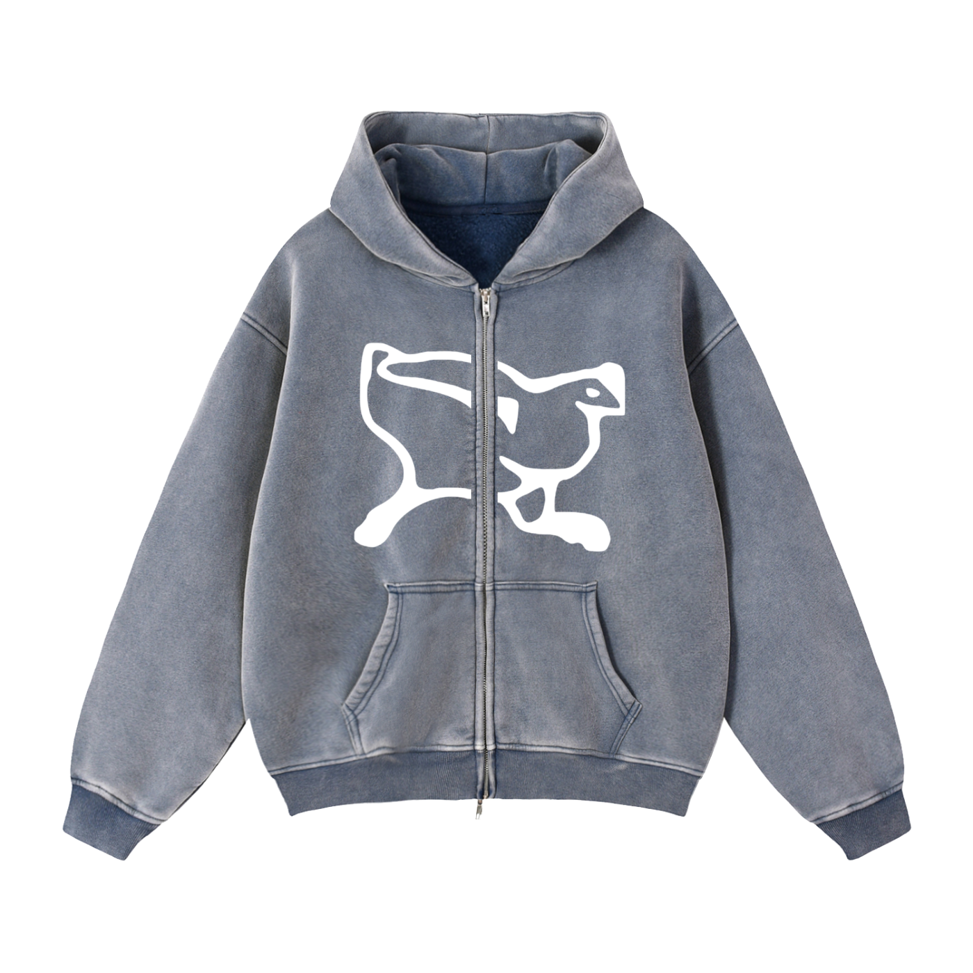 Zip-Through Boxy Fleece Hoodie
