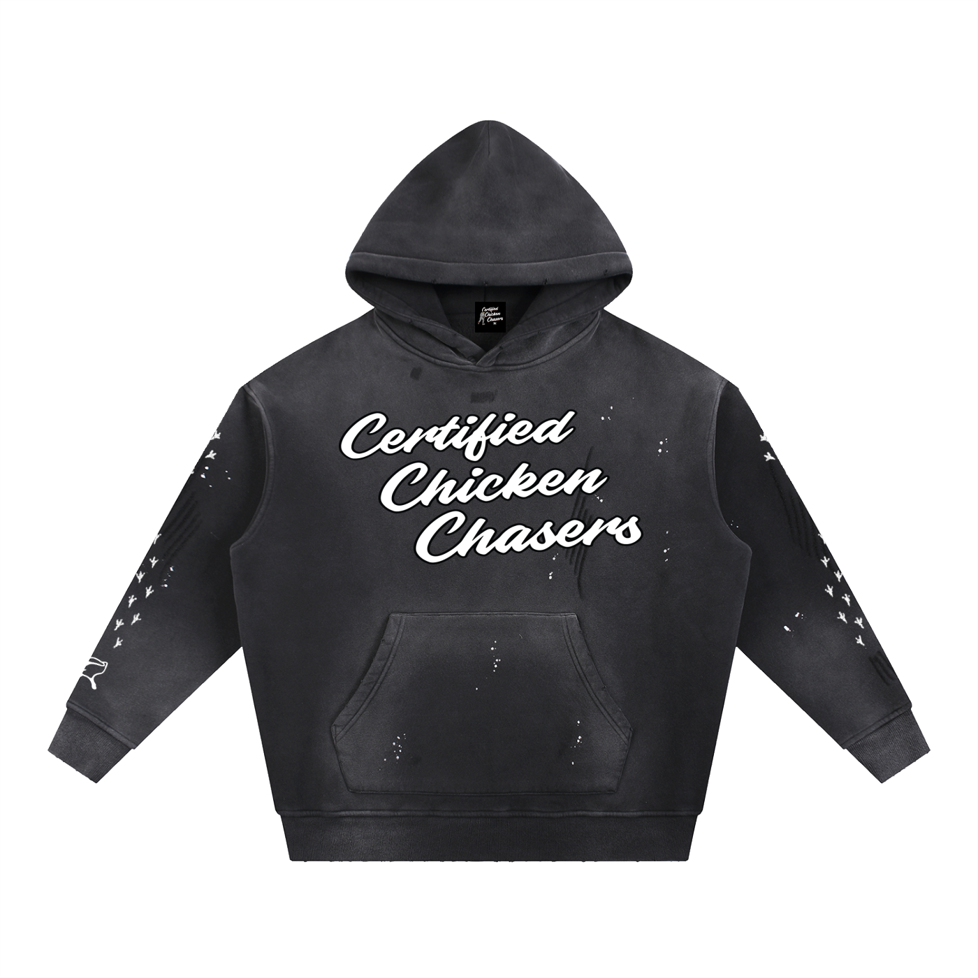 Vintage Washed Frayed Fleece Hoodie