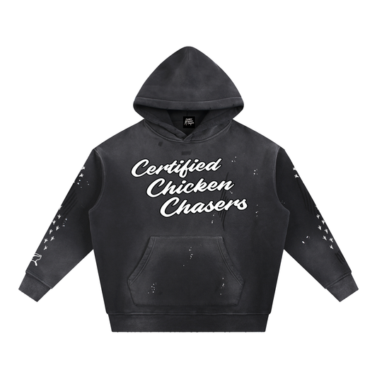 Vintage Washed Frayed Fleece Hoodie