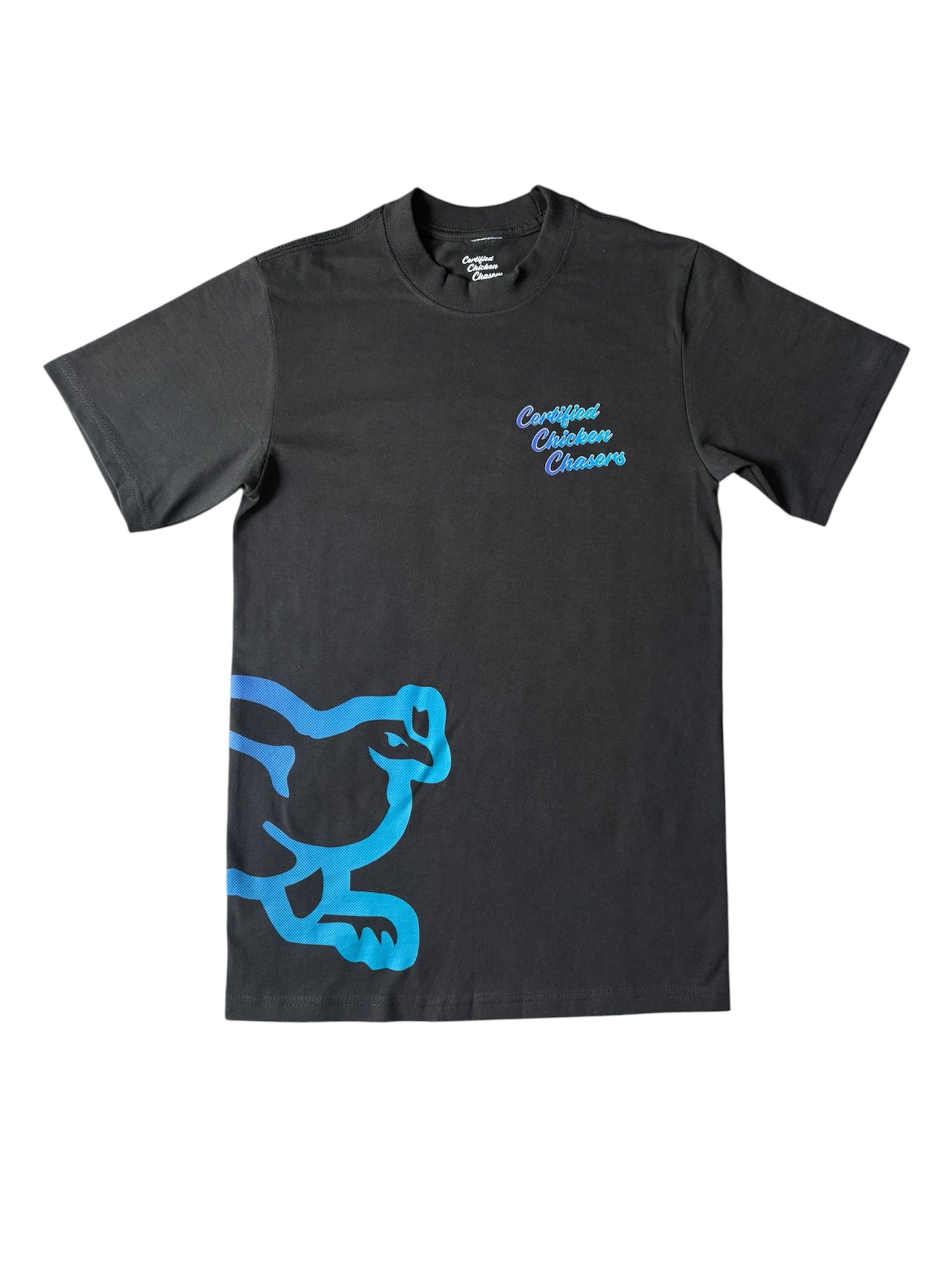 “Sprinting Chicken” T-Shirt (BLACK/AQUA)