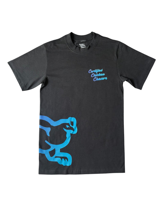 “Sprinting Chicken” T-Shirt (BLACK/AQUA)