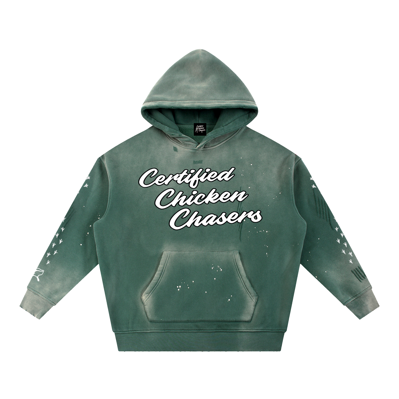 Vintage Washed Frayed Fleece Hoodie