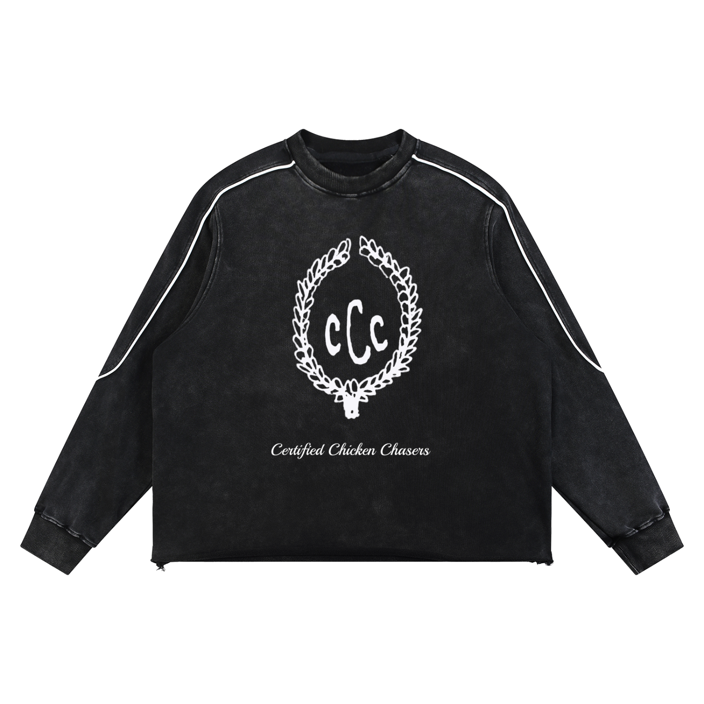 Mineral Wash Piping Raw Hem Sweatshirt