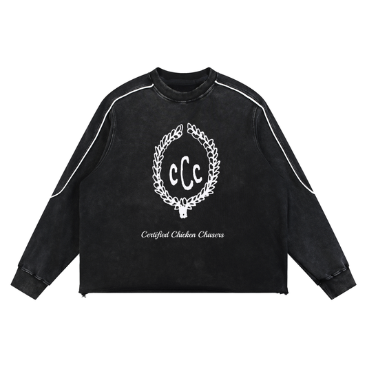 Mineral Wash Piping Raw Hem Sweatshirt