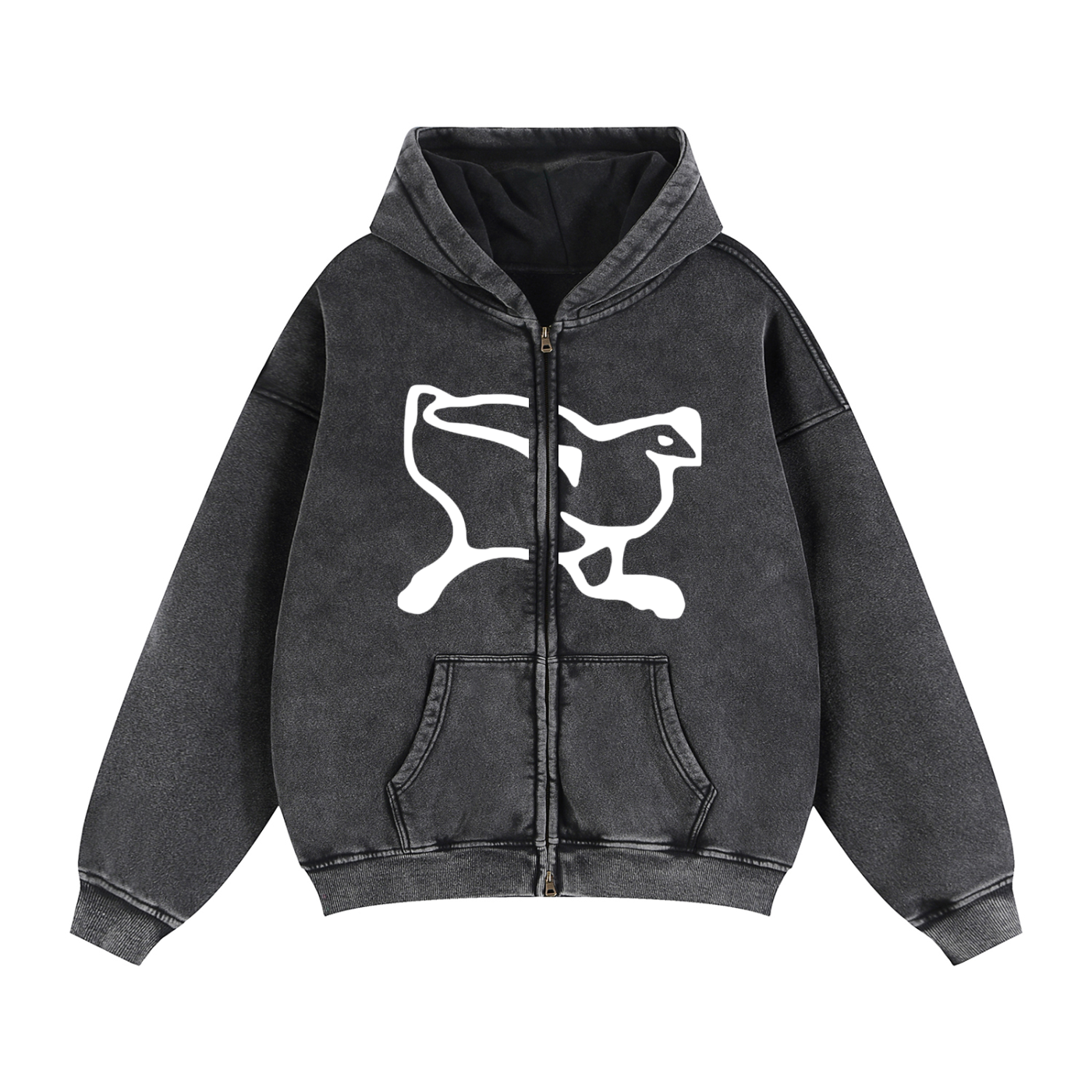 Zip-Through Boxy Fleece Hoodie